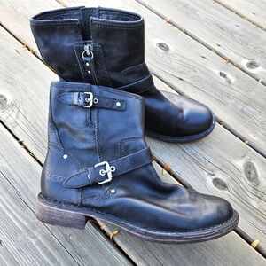 Ugg leather boots size 9 fabrizia motor biker
